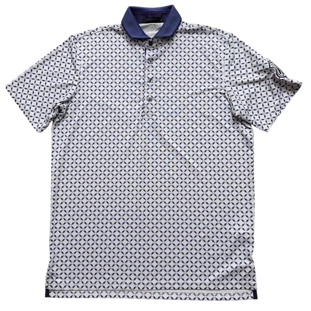 Greyson Polo Shirt Mens Size M Performance Golf Stretch Geometric Purple